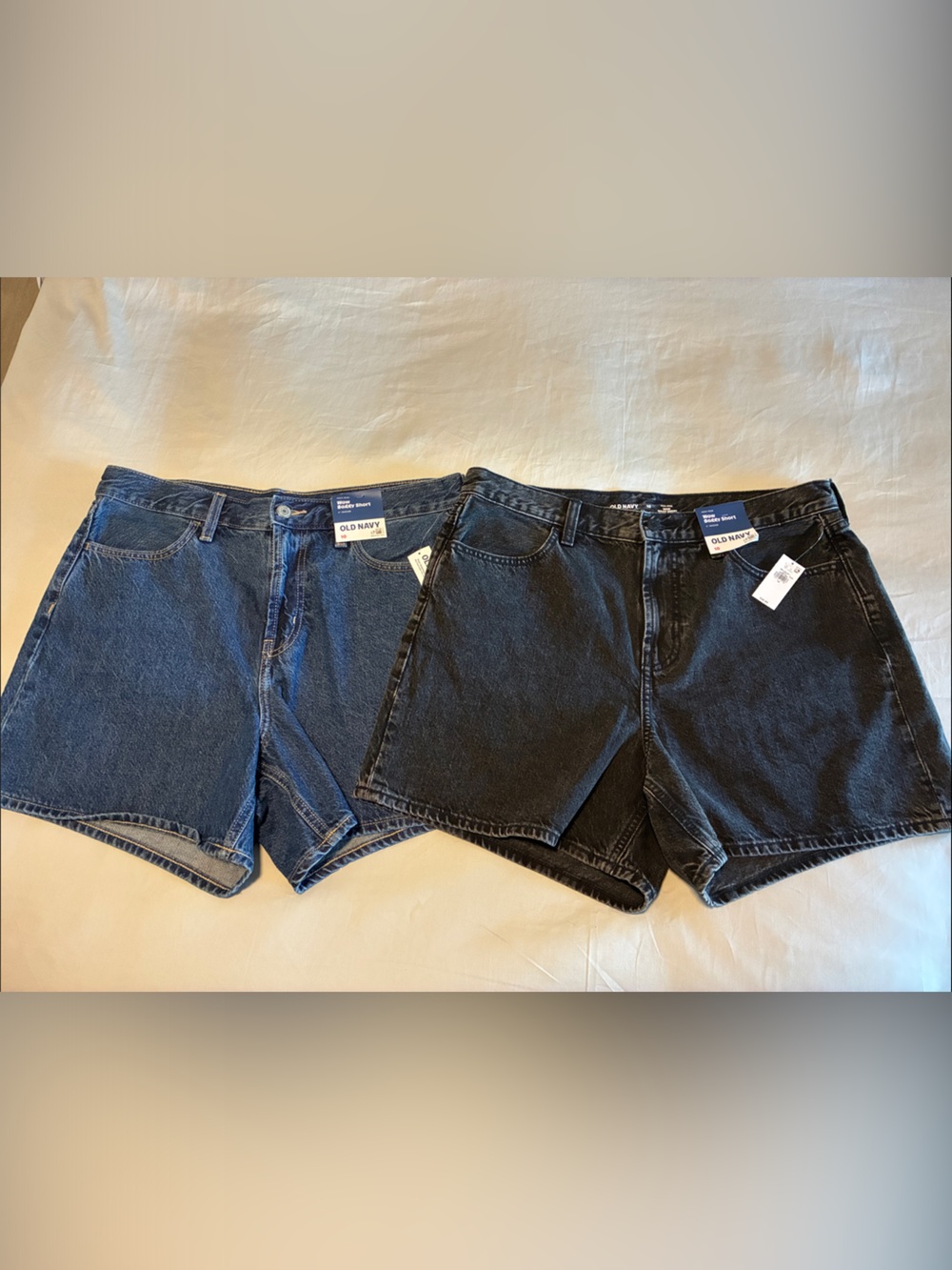 Old Navy High-Rise Denim Shorts in Blue and Black (both pair included)